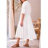 imagePRETTYGARDEN Womens Summer Long Dress Short Sleeve Lapel Casual Ruffle Flowy Maxi Dresses Solid WhiteSmall