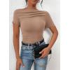imagePRETTYGARDEN Womens Summer Trendy Y2K Crop Top Tee Casual Short Sleeve Asymmetrical Fitted Going Out T Shirts CamelLarge