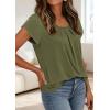 imagePRETTYGARDEN Womens Tops Dressy Casual Summer 2026 Short Sleeve Blouses Crew Neck Pleated Basic T Shirts Spring ClothesArmy Green