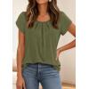 imagePRETTYGARDEN Womens Tops Dressy Casual Summer 2026 Short Sleeve Blouses Crew Neck Pleated Basic T Shirts Spring ClothesArmy Green