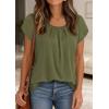 imagePRETTYGARDEN Womens Tops Dressy Casual Summer 2026 Short Sleeve Blouses Crew Neck Pleated Basic T Shirts Spring ClothesArmy Green