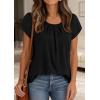 imagePRETTYGARDEN Womens Tops Dressy Casual Summer 2026 Short Sleeve Blouses Crew Neck Pleated Basic T Shirts Spring ClothesBlack