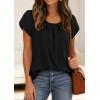 imagePRETTYGARDEN Womens Tops Dressy Casual Summer 2026 Short Sleeve Blouses Crew Neck Pleated Basic T Shirts Spring ClothesBlack