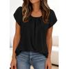 imagePRETTYGARDEN Womens Tops Dressy Casual Summer 2026 Short Sleeve Blouses Crew Neck Pleated Basic T Shirts Spring ClothesBlack