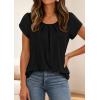 imagePRETTYGARDEN Womens Tops Dressy Casual Summer 2026 Short Sleeve Blouses Crew Neck Pleated Basic T Shirts Spring ClothesBlack
