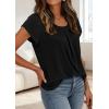 imagePRETTYGARDEN Womens Tops Dressy Casual Summer 2026 Short Sleeve Blouses Crew Neck Pleated Basic T Shirts Spring ClothesBlack