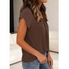 imagePRETTYGARDEN Womens Tops Dressy Casual Summer 2026 Short Sleeve Blouses Crew Neck Pleated Basic T Shirts Spring ClothesBrown