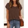 imagePRETTYGARDEN Womens Tops Dressy Casual Summer 2026 Short Sleeve Blouses Crew Neck Pleated Basic T Shirts Spring ClothesBrown