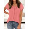 imagePRETTYGARDEN Womens Tops Dressy Casual Summer 2026 Short Sleeve Blouses Crew Neck Pleated Basic T Shirts Spring ClothesCoral Pink