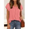 imagePRETTYGARDEN Womens Tops Dressy Casual Summer 2026 Short Sleeve Blouses Crew Neck Pleated Basic T Shirts Spring ClothesCoral Pink