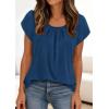 imagePRETTYGARDEN Womens Tops Dressy Casual Summer 2026 Short Sleeve Blouses Crew Neck Pleated Basic T Shirts Spring ClothesDark Blue