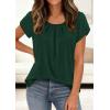 imagePRETTYGARDEN Womens Tops Dressy Casual Summer 2026 Short Sleeve Blouses Crew Neck Pleated Basic T Shirts Spring ClothesDark Green