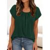 imagePRETTYGARDEN Womens Tops Dressy Casual Summer 2026 Short Sleeve Blouses Crew Neck Pleated Basic T Shirts Spring ClothesDark Green