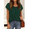 imagePRETTYGARDEN Womens Tops Dressy Casual Summer 2026 Short Sleeve Blouses Crew Neck Pleated Basic T Shirts Spring ClothesDark Green
