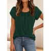 imagePRETTYGARDEN Womens Tops Dressy Casual Summer 2026 Short Sleeve Blouses Crew Neck Pleated Basic T Shirts Spring ClothesDark Green