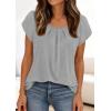 imagePRETTYGARDEN Womens Tops Dressy Casual Summer 2026 Short Sleeve Blouses Crew Neck Pleated Basic T Shirts Spring ClothesGrey