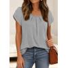 imagePRETTYGARDEN Womens Tops Dressy Casual Summer 2026 Short Sleeve Blouses Crew Neck Pleated Basic T Shirts Spring ClothesGrey