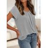 imagePRETTYGARDEN Womens Tops Dressy Casual Summer 2026 Short Sleeve Blouses Crew Neck Pleated Basic T Shirts Spring ClothesGrey