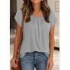 imagePRETTYGARDEN Womens Tops Dressy Casual Summer 2026 Short Sleeve Blouses Crew Neck Pleated Basic T Shirts Spring ClothesGrey