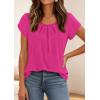 imagePRETTYGARDEN Womens Tops Dressy Casual Summer 2026 Short Sleeve Blouses Crew Neck Pleated Basic T Shirts Spring ClothesHot Pink