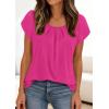 imagePRETTYGARDEN Womens Tops Dressy Casual Summer 2026 Short Sleeve Blouses Crew Neck Pleated Basic T Shirts Spring ClothesHot Pink