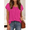 imagePRETTYGARDEN Womens Tops Dressy Casual Summer 2026 Short Sleeve Blouses Crew Neck Pleated Basic T Shirts Spring ClothesHot Pink