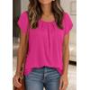 imagePRETTYGARDEN Womens Tops Dressy Casual Summer 2026 Short Sleeve Blouses Crew Neck Pleated Basic T Shirts Spring ClothesHot Pink