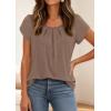 imagePRETTYGARDEN Womens Tops Dressy Casual Summer 2026 Short Sleeve Blouses Crew Neck Pleated Basic T Shirts Spring ClothesKhaki