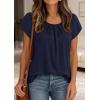 imagePRETTYGARDEN Womens Tops Dressy Casual Summer 2026 Short Sleeve Blouses Crew Neck Pleated Basic T Shirts Spring ClothesNavy Blue