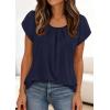 imagePRETTYGARDEN Womens Tops Dressy Casual Summer 2026 Short Sleeve Blouses Crew Neck Pleated Basic T Shirts Spring ClothesNavy Blue