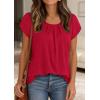 imagePRETTYGARDEN Womens Tops Dressy Casual Summer 2026 Short Sleeve Blouses Crew Neck Pleated Basic T Shirts Spring ClothesRed