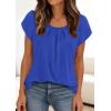 imagePRETTYGARDEN Womens Tops Dressy Casual Summer 2026 Short Sleeve Blouses Crew Neck Pleated Basic T Shirts Spring ClothesRoyal Blue