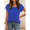 imagePRETTYGARDEN Womens Tops Dressy Casual Summer 2026 Short Sleeve Blouses Crew Neck Pleated Basic T Shirts Spring ClothesRoyal Blue