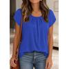 imagePRETTYGARDEN Womens Tops Dressy Casual Summer 2026 Short Sleeve Blouses Crew Neck Pleated Basic T Shirts Spring ClothesRoyal Blue