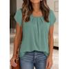 imagePRETTYGARDEN Womens Tops Dressy Casual Summer 2026 Short Sleeve Blouses Crew Neck Pleated Basic T Shirts Spring ClothesSage Green