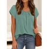 imagePRETTYGARDEN Womens Tops Dressy Casual Summer 2026 Short Sleeve Blouses Crew Neck Pleated Basic T Shirts Spring ClothesSage Green