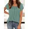 imagePRETTYGARDEN Womens Tops Dressy Casual Summer 2026 Short Sleeve Blouses Crew Neck Pleated Basic T Shirts Spring ClothesSage Green