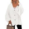 imagePRETTYGARDEN Fall Chunky Cardigan Sweaters for Women 2026 Button Long Lantern Sleeve Knit Oversized Coats with PocketsWhite