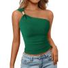 imagePRETTYGARDEN One Shoulder Going Out Tops for Women Trendy 2026 Summer Y2K Clothes Sleeveless Fitted Spring Fashion ShirtsGreen