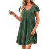 imagePRETTYGARDEN Womens 2024 Summer Casual Short Dress Cap Sleeve V Neck Tiered Ruffle Swing A Line Dresses GreenMedium