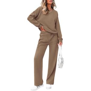 imagePRETTYGARDEN Womens 2 Piece Outfits 2024 Winter Fashion Tracksuits Long Sleeve Pullover Tops Straight Leg Pants Lounge Sets