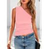 imagePRETTYGARDEN Womens 2026 Summer Y2K Tops Sleeveless One Shoulder Slim Fit Shirts Ruched Knit Asymmetrical Top BlousePink