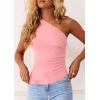 imagePRETTYGARDEN Womens 2026 Summer Y2K Tops Sleeveless One Shoulder Slim Fit Shirts Ruched Knit Asymmetrical Top BlousePink