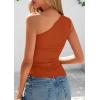 imagePRETTYGARDEN Womens 2026 Summer Y2K Tops Sleeveless One Shoulder Slim Fit Shirts Ruched Knit Asymmetrical Top BlouseRust Red