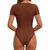 imagePRETTYGARDEN Body Suits for Womens Summer Tops 2026 Casual Short Sleeve Ribbed Fitted Basic Tee Shirts Spring Fashion ClothesCamel