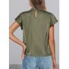 imagePRETTYGARDEN Business Casual Tops for Women Blouses Dressy 2026 Summer Short Sleeve Ruffle Satin Work Office AttireArmy Green