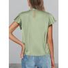 imagePRETTYGARDEN Business Casual Tops for Women Blouses Dressy 2026 Summer Short Sleeve Ruffle Satin Work Office AttireMint Green