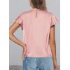 imagePRETTYGARDEN Business Casual Tops for Women Blouses Dressy 2026 Summer Short Sleeve Ruffle Satin Work Office AttirePink