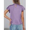 imagePRETTYGARDEN Business Casual Tops for Women Blouses Dressy 2026 Summer Short Sleeve Ruffle Satin Work Office AttirePurple