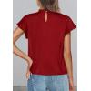 imagePRETTYGARDEN Business Casual Tops for Women Blouses Dressy 2026 Summer Short Sleeve Ruffle Satin Work Office AttireRed